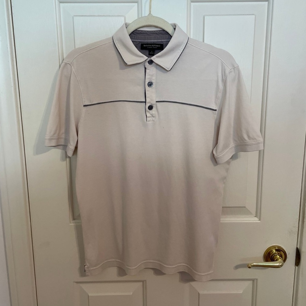 Banana Republic Luxury Touch Polo Shirt Size Small L Cream Color